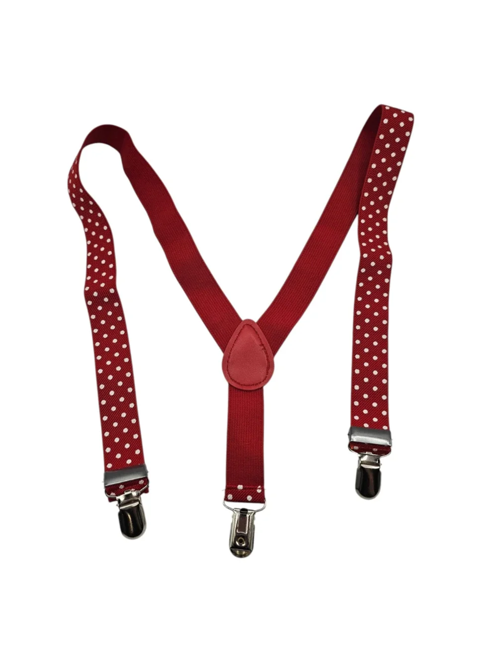 Set of Kids Childrens Vintage Suspenders Red White Polka Dot